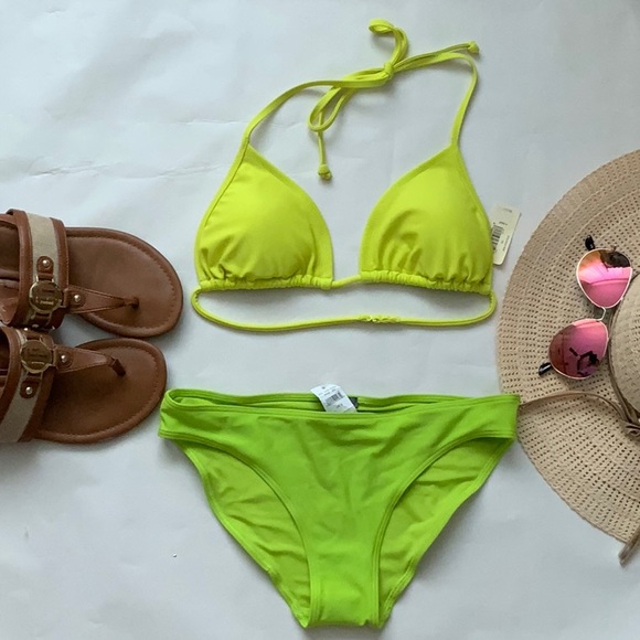NWT 💚👙Aerie Swim Bikini Neon Green Small - Picture 1 of 4